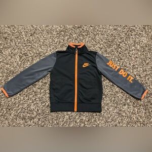 Nike Full Zip Track Jacket Grey & Orange Toddler Boy 3T